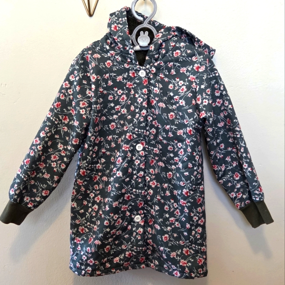 🌸 SHEIN Girls Floral Hooded Jacket Design